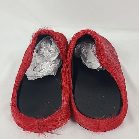Fashion Women Red Horse Hair Shoe Fur Mules Flat Slides Flat Slipper Sz 9.5, 40 - Picture 5 of 9